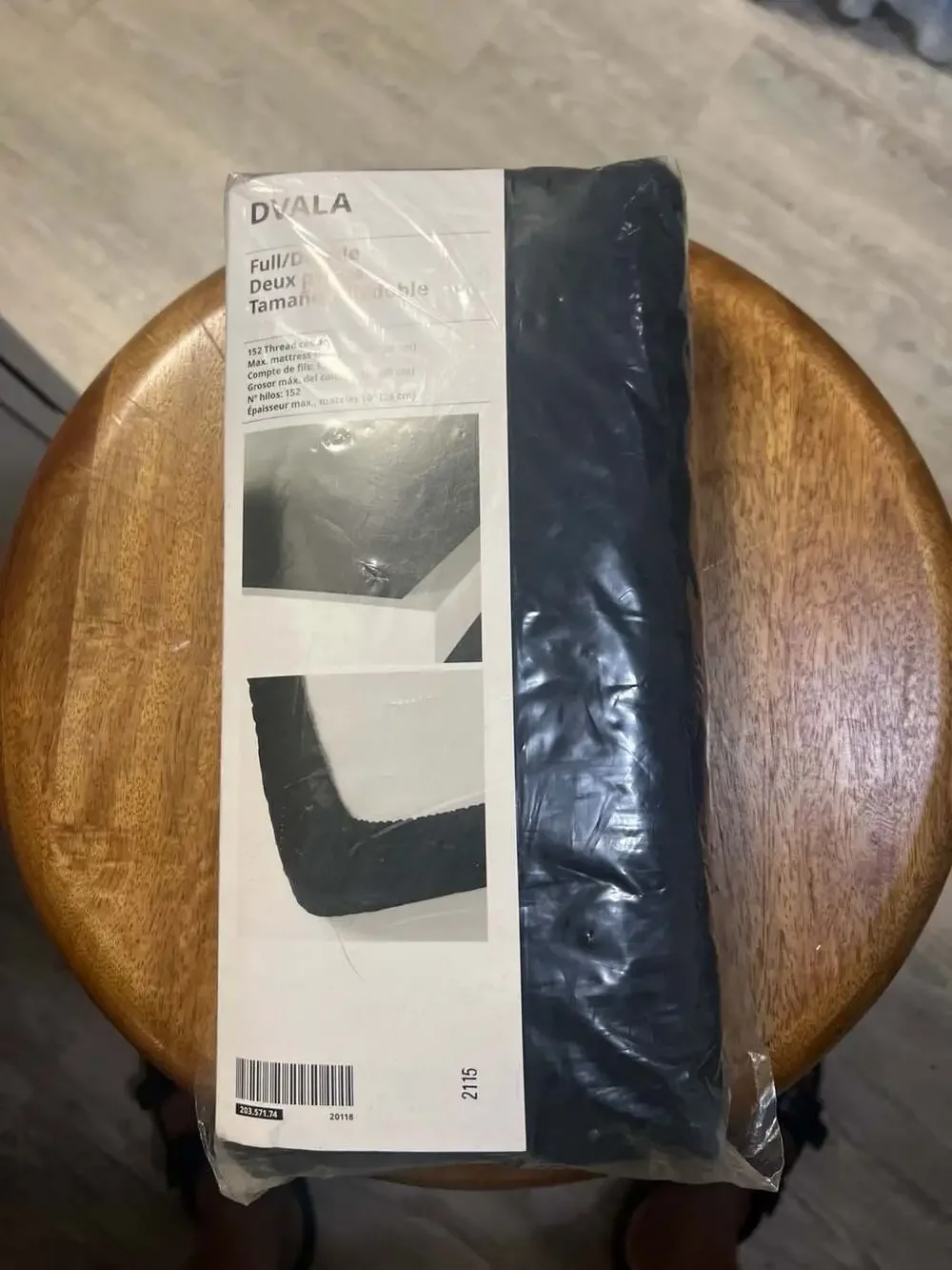 IKEA DVALA Black Fitted Sheet Full/Double 100% Cotton 152 Thread Count